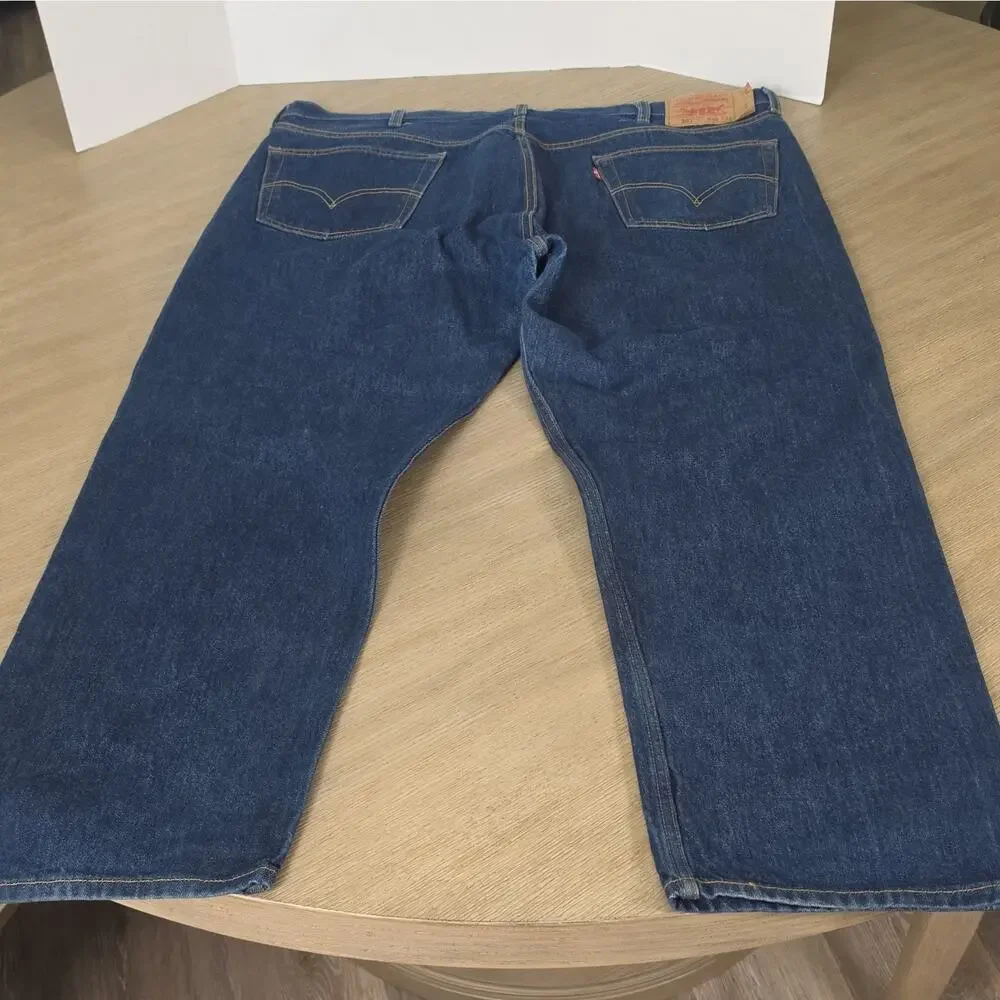 Levi's 501 Men's Straight Fit Blue Dark Wash Button Fly 100% Cotton 46x32 Excell